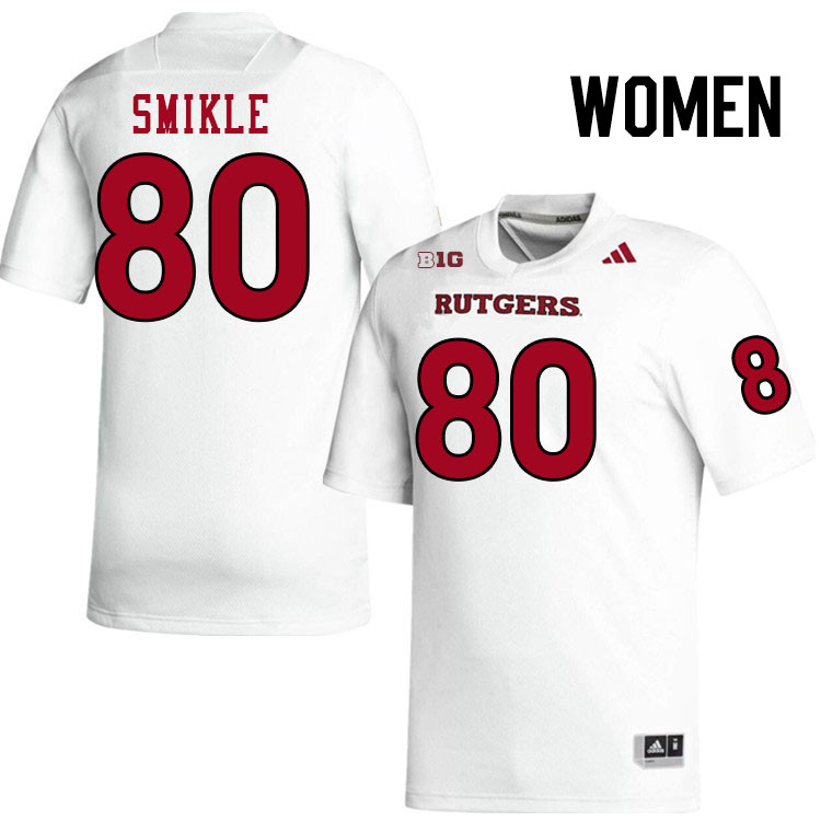 Women #80 Jordan Smikle Rutgers Scarlet Knights 2024 College Football Jerseys Stitched-White